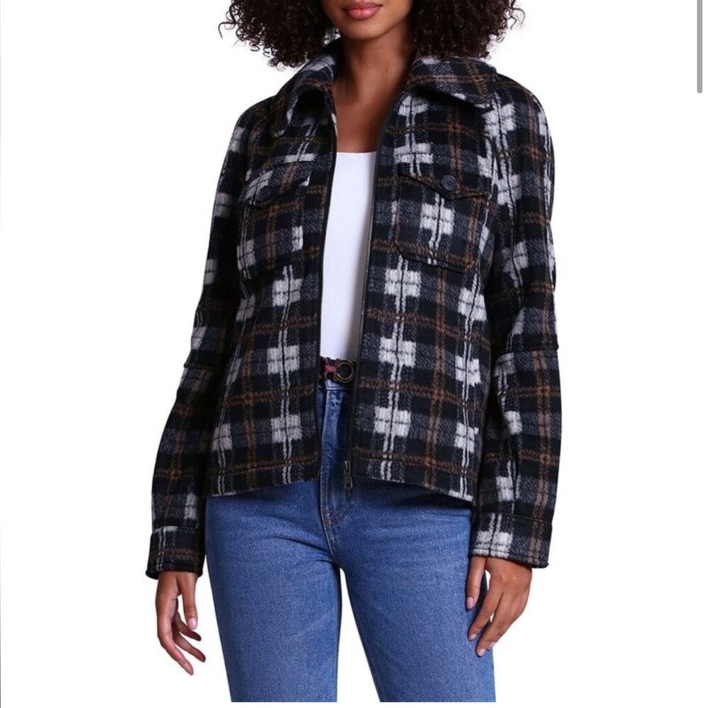 Anthropologie Black and White Plaid Jacket
